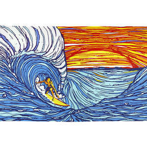 Sunset Surfer Tapestry by Sunshine Joy